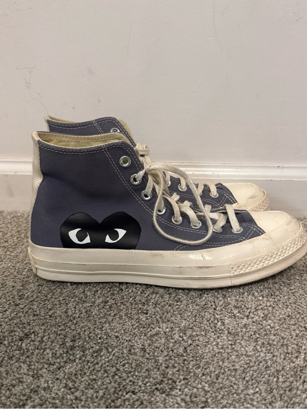 Converse x PLAY Black Heart High-Top Sneakers - Gray Canvas